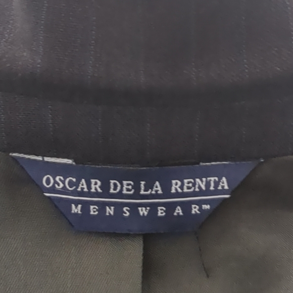 OSCAR DE LA RENTA Luxury Men's Suit Brown and Blue Stripped Size  46 Regular - Picture 17 of 17